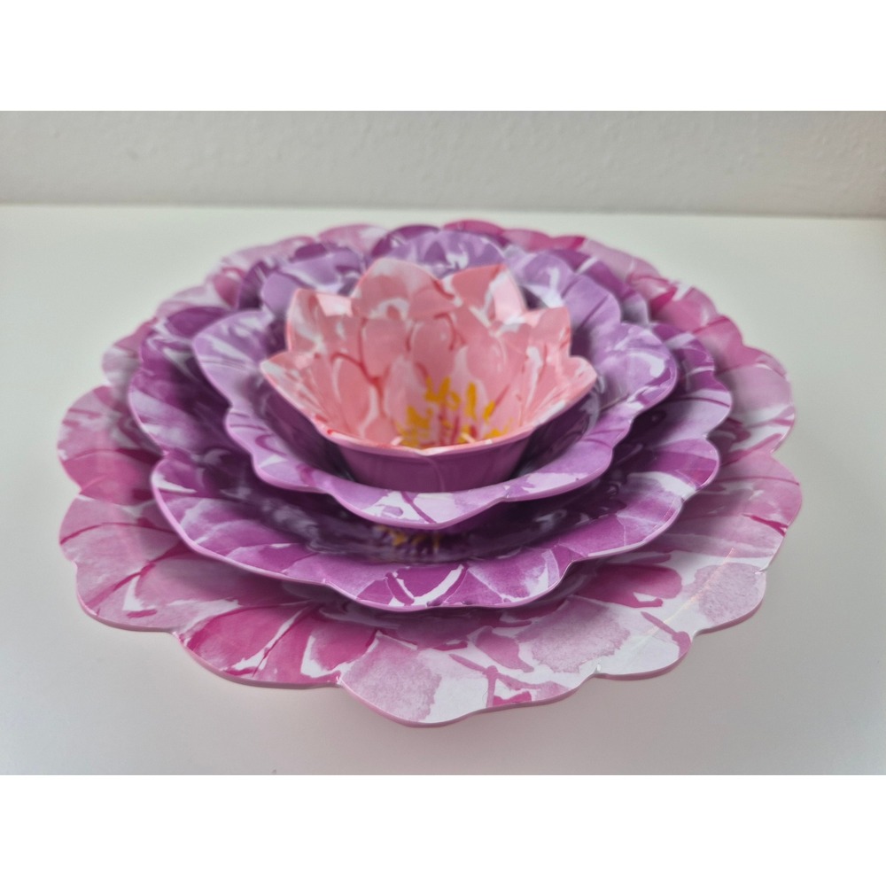 Jessica Simpson Home‎ Melamine Nesting Floral Bowl Set Pink Purple 4 Piece